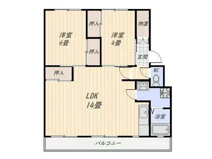 サルヴァトーレ伊敷(2LDK/1階)の間取り写真