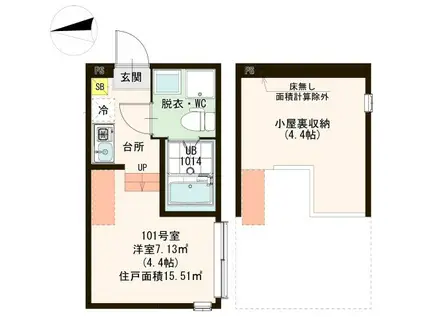 ハーモニーテラス北加平町II(ワンルーム/1階)の間取り写真