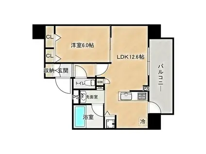 ブランシエスタ都島(1LDK/3階)の間取り写真