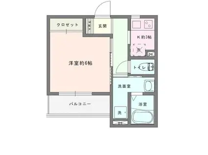 COSMO VILLA IKUTA(1K/2階)の間取り写真