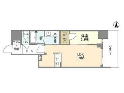 RJRプレシア南堀江(1LDK/11階)の間取り写真