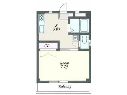 サンライズ桜(1K/3階)の間取り写真