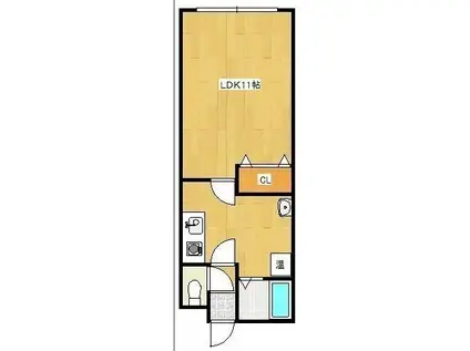 トクトラスト港(1K/4階)の間取り写真