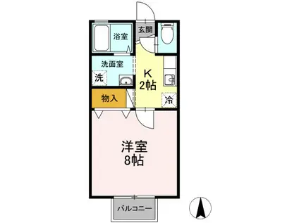 サンセールカンザキB(1K/1階)の間取り写真