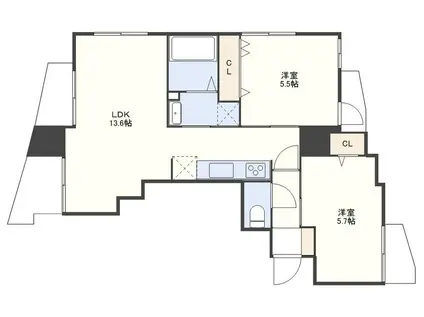 ファースト・ステージ岩見(2LDK/9階)の間取り写真