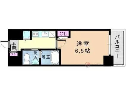 エスリード江坂江の木町(1K/9階)の間取り写真