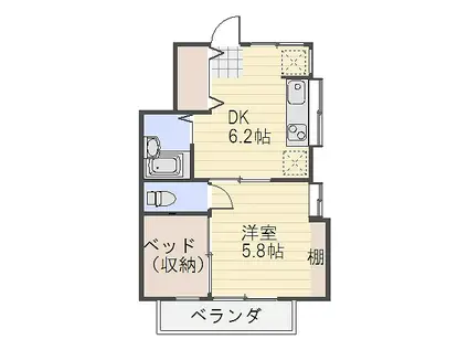 ハリカエ第4ビル(1DK/4階)の間取り写真