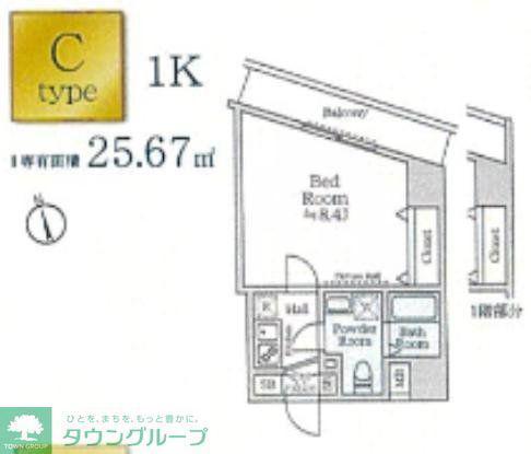 アイルイマージュ押上イースト(1K/3階)の間取り写真