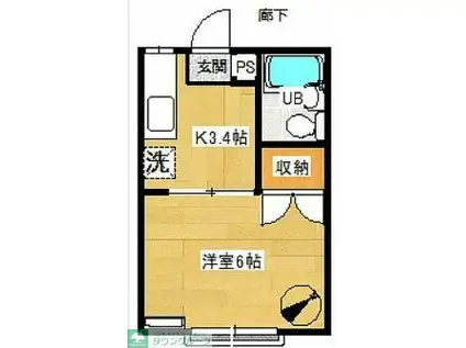 スカイホーク第九鷹取ハウス・チカ(1K/1階)の間取り写真