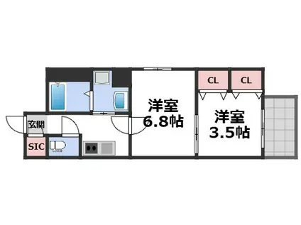 S-RESIDENCE天満橋AR(1LDK/8階)の間取り写真