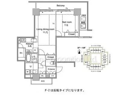 パシフィックロイヤルコートみなとみらいオーシャンタワー(1LDK/4階)の間取り写真
