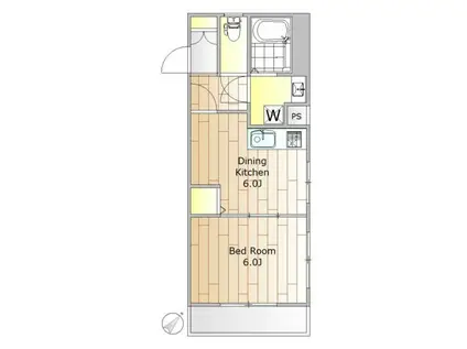 祐天寺ハイツ(1DK/6階)の間取り写真