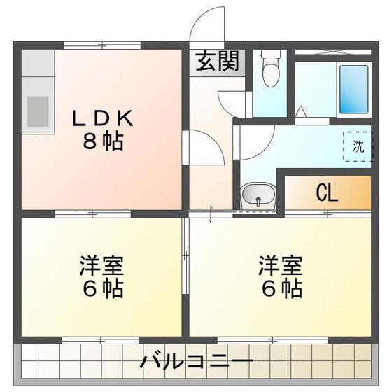 サンライズ大池(2LDK/1階)の間取り写真