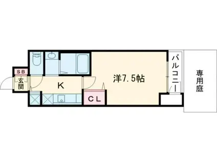 レジデンス神戸グルーブHARBERウエスト(1K/2階)の間取り写真