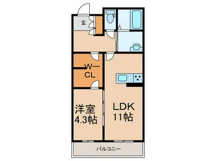 シャーメゾン優蒼の杜 壱番館(1LDK/3階)の間取り写真
