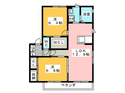 コンフォート(2LDK/1階)の間取り写真