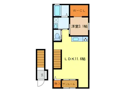 LION(1LDK/2階)の間取り写真