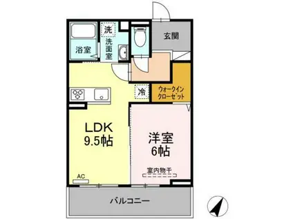 サスティーナ(1LDK/3階)の間取り写真
