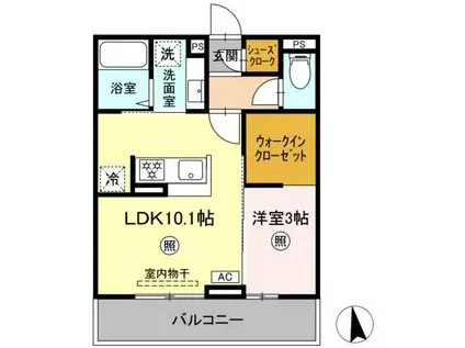 トリシア横町サウス(1LDK/2階)の間取り写真