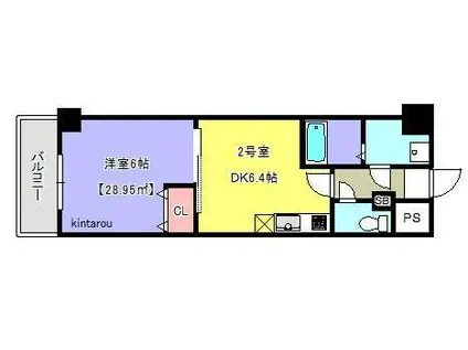 金太郎ヒルズ100(1DK/5階)の間取り写真