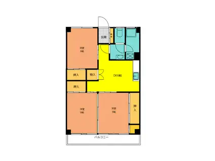 花菊ビル(3DK/4階)の間取り写真