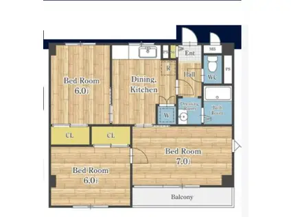 サンライズ狛江A(3DK/2階)の間取り写真