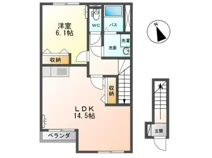 イーストパールII(1LDK/2階)の間取り写真