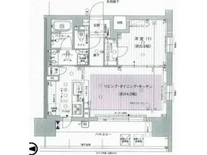 プレサンスロジェ栄(1LDK/4階)の間取り写真