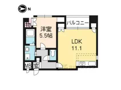 フォルム京都姉小路(1LDK/6階)の間取り写真