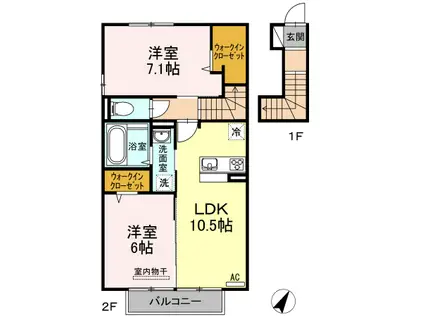 DR-PLUS/DR-EPISODEP棟(2LDK/2階)の間取り写真