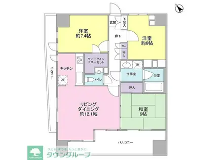 マイキャッスル中目黒III(3LDK/7階)の間取り写真