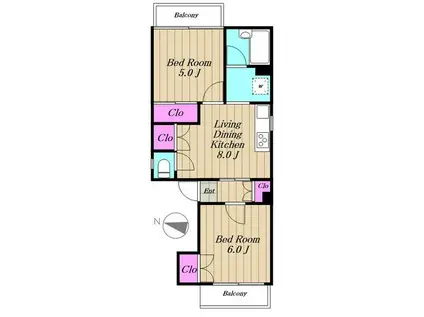 MINOSHIMAビル(2LDK/2階)の間取り写真