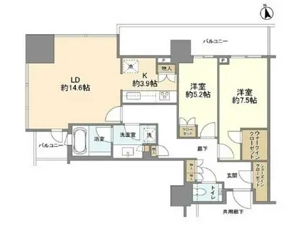 ブランズ渋谷桜丘(2LDK/21階)の間取り写真