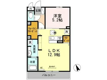 ステラコートⅠ(1LDK/1階)の間取り写真