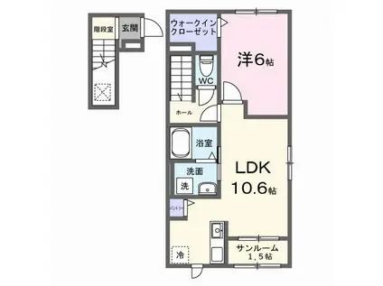 メゾンドラフォーレリーヴル III(1LDK/2階)の間取り写真