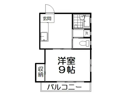 ハウスキャロットII(1K/2階)の間取り写真