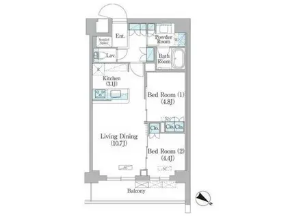 NIIYA平和台(2LDK/1階)の間取り写真