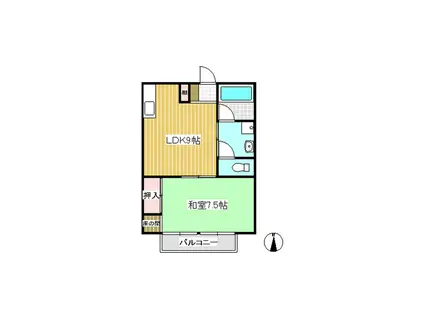 サンテラス常磐城(1LDK/1階)の間取り写真