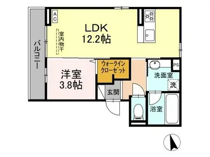 グランコスモHT(1LDK/3階)の間取り写真