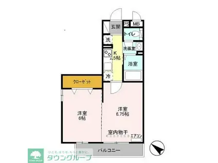 エミナンス(2K/2階)の間取り写真