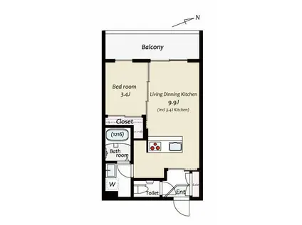 KUZE市川(1LDK/3階)の間取り写真