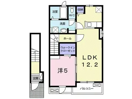 ラシュレ B(1LDK/2階)の間取り写真