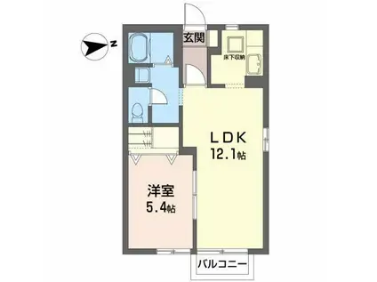 ヴェルドミール川平(1LDK/1階)の間取り写真