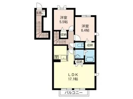 トレジャーA(2LDK/2階)の間取り写真