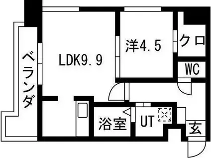 ビュークレスト佐賀駅前(1LDK/3階)の間取り写真