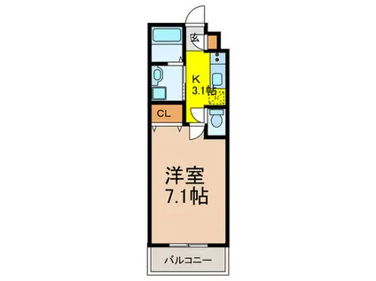 サンシャリテ向丘A棟(1K/1階)の間取り写真