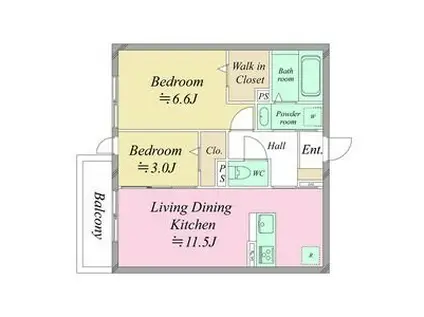 堺市堺区桜之町東一丁PJ(2LDK/2階)の間取り写真