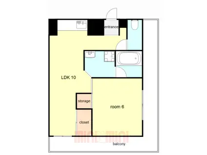 宏榮マンション(1LDK/5階)の間取り写真