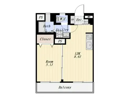 リッツ山王テラス(1LDK/3階)の間取り写真