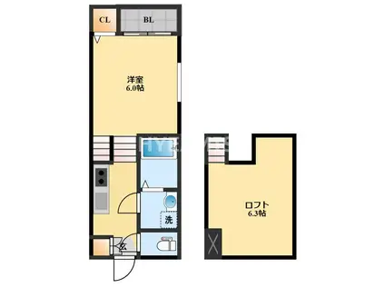 MODERN PALAZZO多良見IC(1SK/2階)の間取り写真